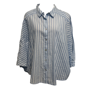 Poetry 100% cotton blue stripe Blouse sz 8